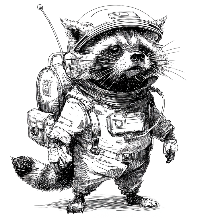 Space Raccoon V3 Vinyl Car Decal Sticker – Waterproof & UV-Resistant 6.826666666666667"
