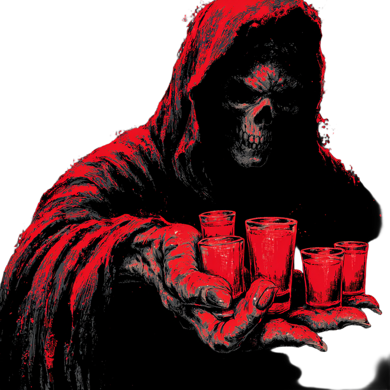 Grim Reaper Shots Vinyl Car Decal Sticker – Waterproof & UV-Resistant 3.4133333333333336"