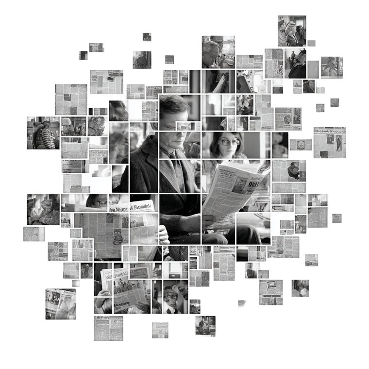 Newspaper Readers Mosaic Vinyl Car Decal Sticker – Waterproof & UV-Resistant 3.4133333333333336"