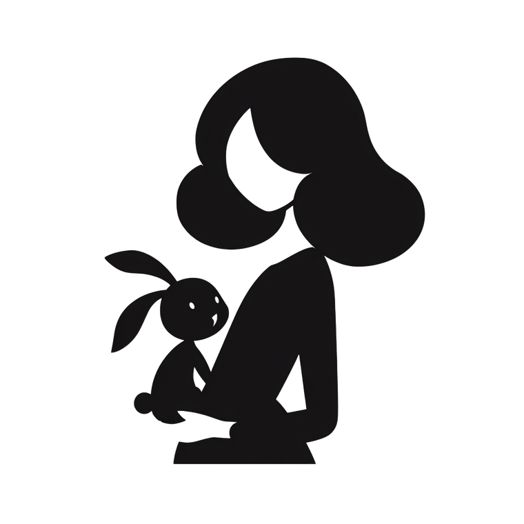 Minimalist Doll Hare Vinyl Car Decal Sticker – Waterproof & UV-Resistant 3.4133333333333336"