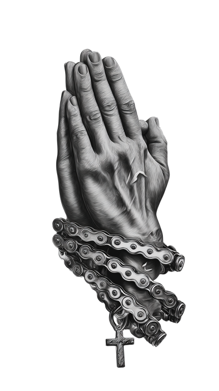 Chained Praying Hands Vinyl Car Decal Sticker – Waterproof & UV-Resistant 9.706666666666667"