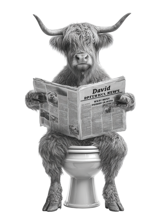 Highland Cow Reading Vinyl Car Decal Sticker – Waterproof & UV-Resistant 4.1066666666666665"