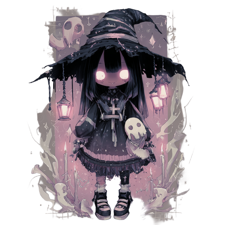 Spooky Anime Witch Vinyl Car Decal Sticker – Waterproof & UV-Resistant 3.4133333333333336"