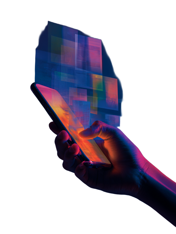 Hand Holding Phone V33 Vinyl Car Decal Sticker – Waterproof & UV-Resistant 4.1066666666666665"