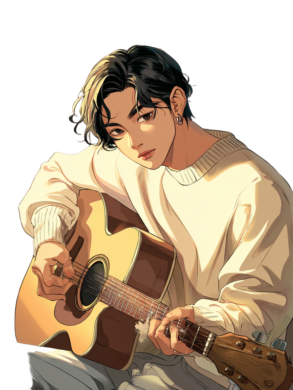Young Guitarist V4 Vinyl Car Decal Sticker – Waterproof & UV-Resistant 8.213333333333333"