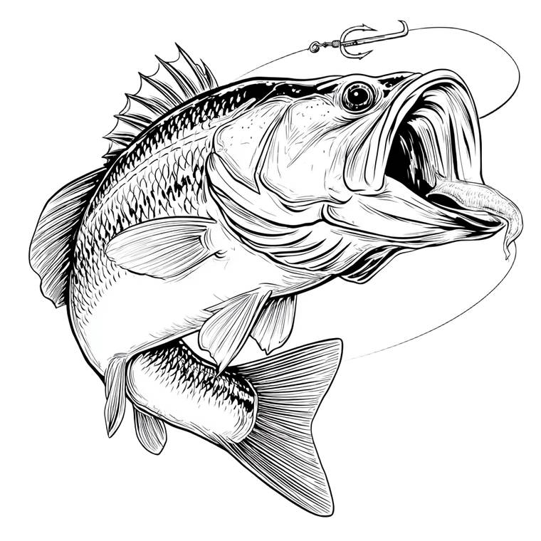 Bass Fish Drawing Vinyl Car Decal Sticker – Waterproof & UV-Resistant 3.4133333333333336"