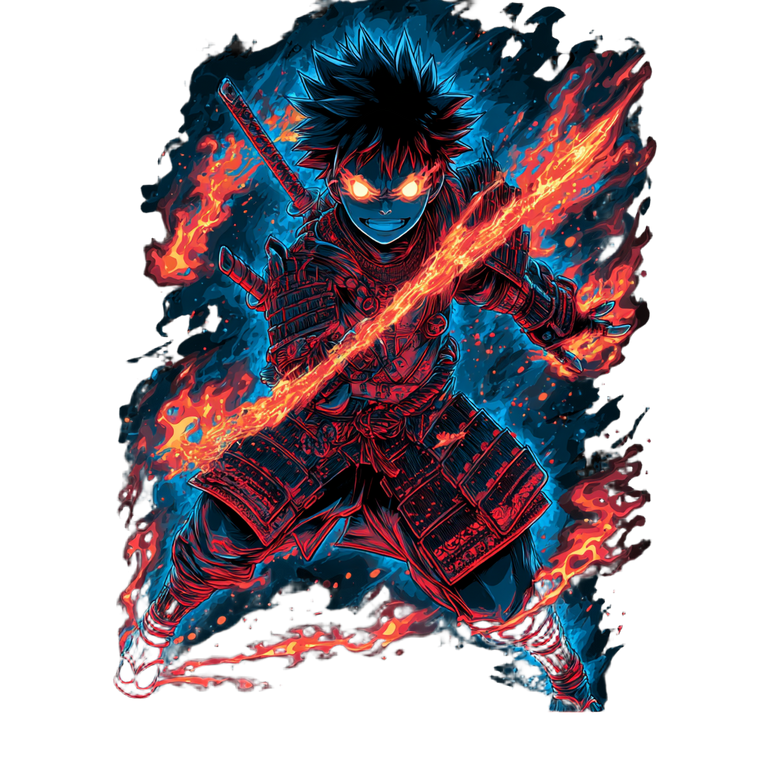 Electrifying Anime Warrior Vinyl Car Decal Sticker – Waterproof & UV-Resistant 3.4133333333333336"