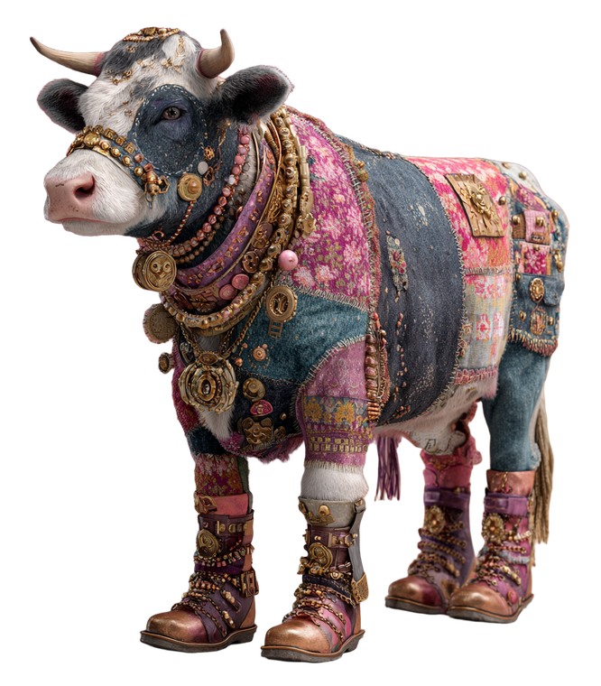 Anthropomorphic Cow V2 Vinyl Car Decal Sticker – Waterproof & UV-Resistant 3.8933333333333335"