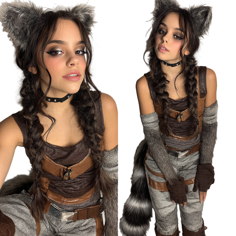 Raccoon Girl Cosplay Vinyl Car Decal Sticker – Waterproof & UV-Resistant 3.4133333333333336"