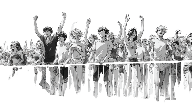 Cheering Parade Spectators V2 Vinyl Car Decal Sticker – Waterproof & UV-Resistant 2.72"