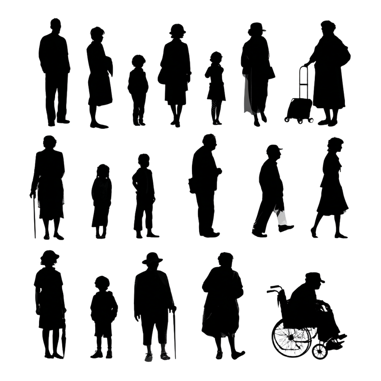 Aging Silhouettes Vinyl Car Decal Sticker – Waterproof & UV-Resistant 3.4133333333333336"