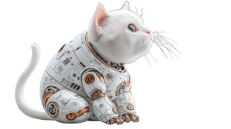 Futuristic Cat Robot Vinyl Car Decal Sticker – Waterproof & UV-Resistant 2.72"