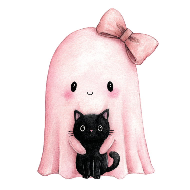 Pink Ghost With Cat Vinyl Car Decal Sticker – Waterproof & UV-Resistant 6.826666666666667"