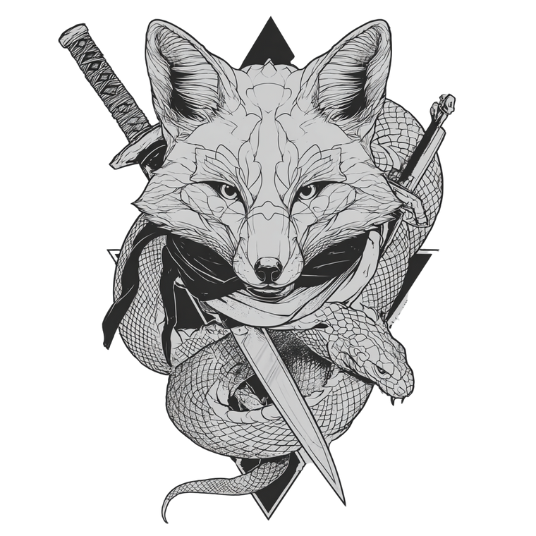 Fox Vs Snake Tattoo Vinyl Car Decal Sticker – Waterproof & UV-Resistant 6.826666666666667"