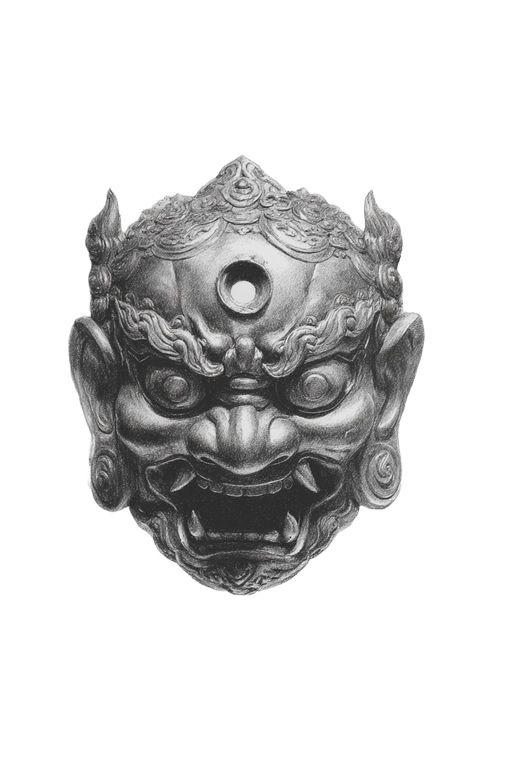 Tibetan Demon Mask V2 Vinyl Car Decal Sticker – Waterproof & UV-Resistant 4.4