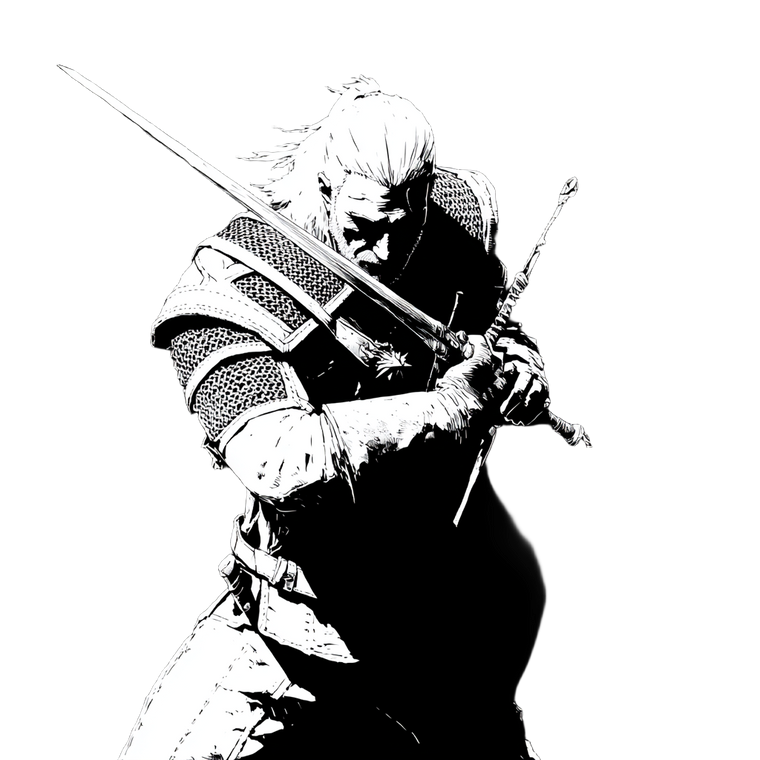 Geralt Combat Stance Vinyl Car Decal Sticker – Waterproof & UV-Resistant 3.4133333333333336"