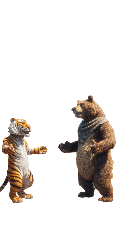 Anthropomorphic Tiger And Bear Vinyl Car Decal Sticker – Waterproof & UV-Resistant 10.2
