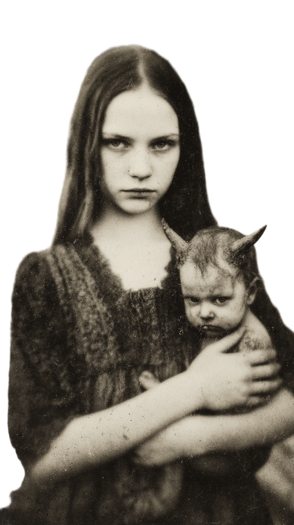 Demon Baby Portrait Vinyl Car Decal Sticker – Waterproof & UV-Resistant 4.8533333333333335"