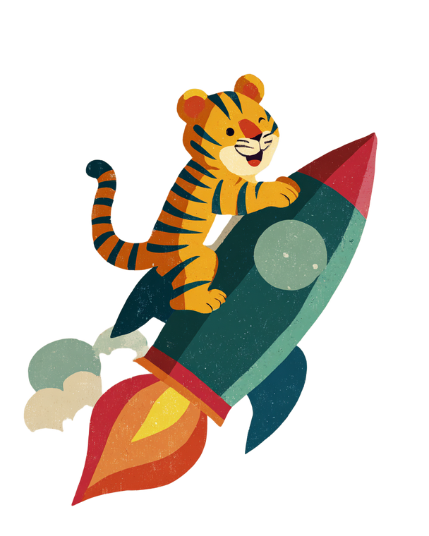 Tiger Rocket Ride Vinyl Car Decal Sticker – Waterproof & UV-Resistant 4.0"