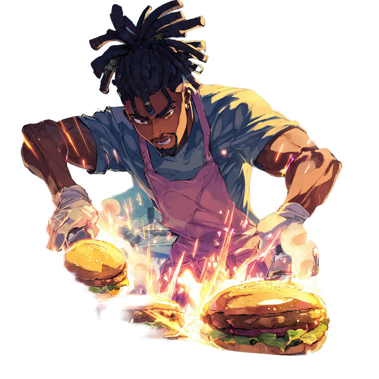 Anime Burger Chef Vinyl Car Decal Sticker – Waterproof & UV-Resistant 3.4133333333333336"