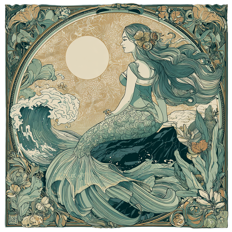 Graceful Mermaid Illustration Vinyl Car Decal Sticker – Waterproof & UV-Resistant 3.4133333333333336"