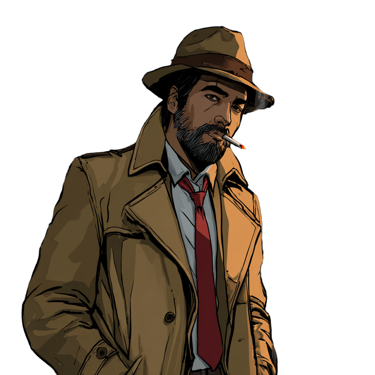 Detective In Rain Vinyl Car Decal Sticker – Waterproof & UV-Resistant 3.4133333333333336"