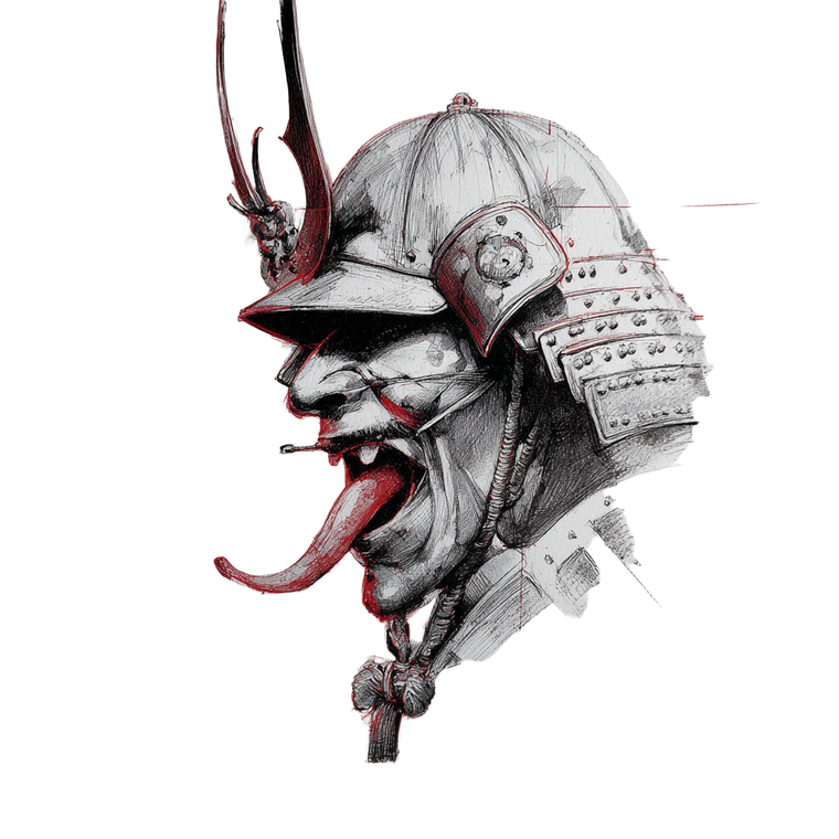 Samurai Mask Sketch V4 Vinyl Car Decal Sticker – Waterproof & UV-Resistant 6.826666666666667"