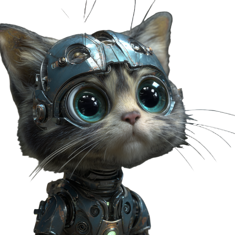 Robotic Kitten Vinyl Car Decal Sticker – Waterproof & UV-Resistant 3.4133333333333336"