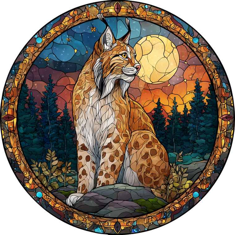 Lynx Stained Glass Vinyl Car Decal Sticker – Waterproof & UV-Resistant 3.4133333333333336"