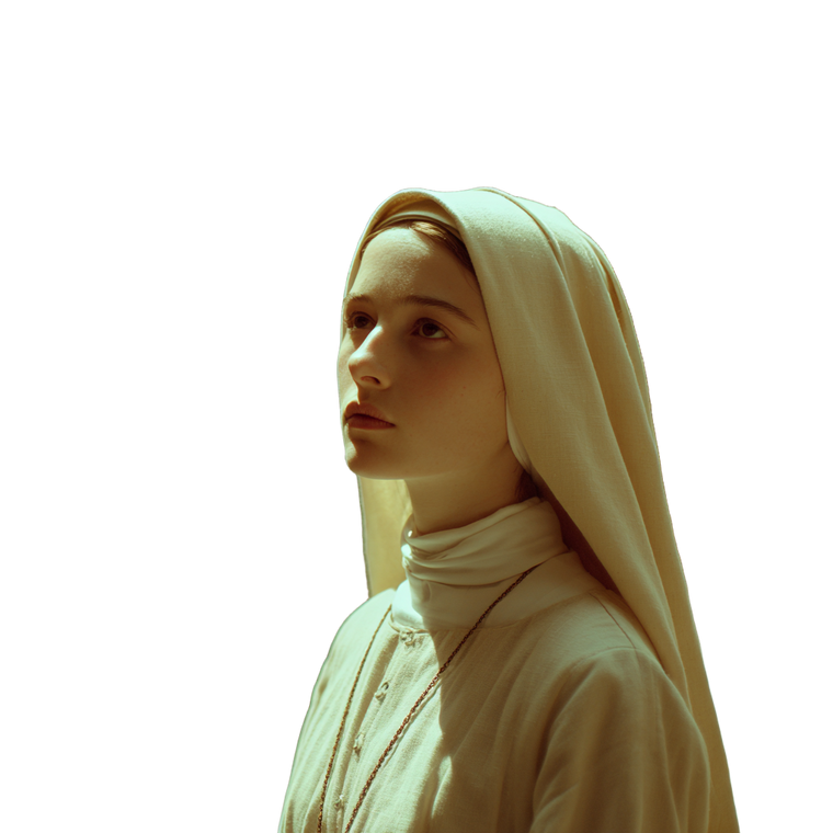 Ethereal Nun Portrait V2 Vinyl Car Decal Sticker – Waterproof & UV-Resistant 3.4133333333333336"