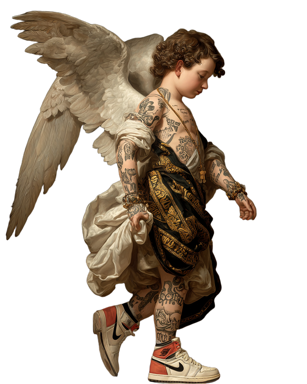 Cherubic Tattooed Angel Vinyl Car Decal Sticker – Waterproof & UV-Resistant 4.0"