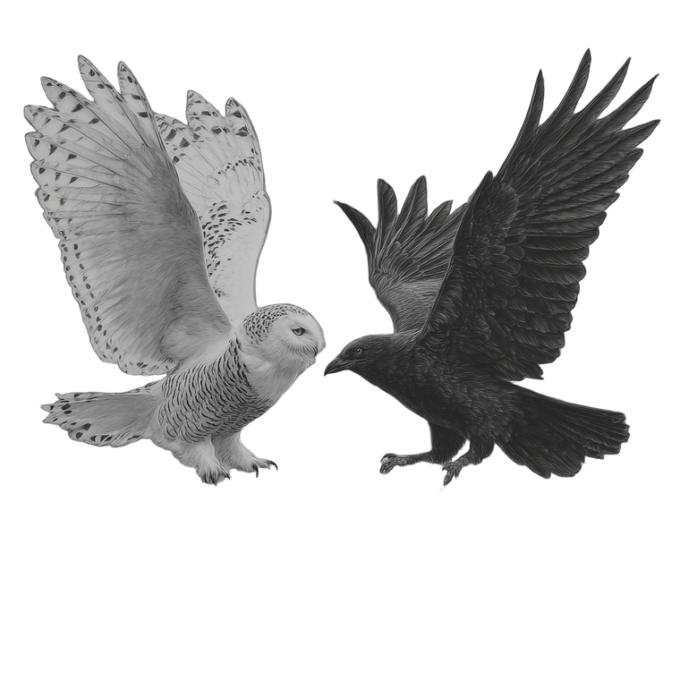 Snowy Owl Vs Raven Vinyl Car Decal Sticker – Waterproof & UV-Resistant 3.4133333333333336"