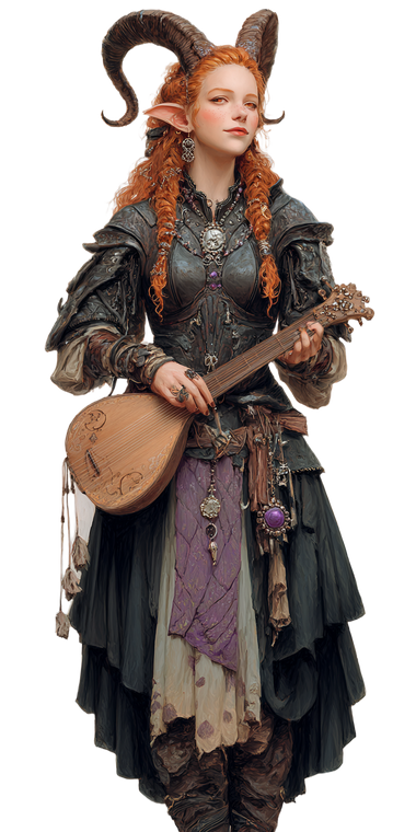 Elegant Tiefling Musician Vinyl Car Decal Sticker – Waterproof & UV-Resistant 5.12"