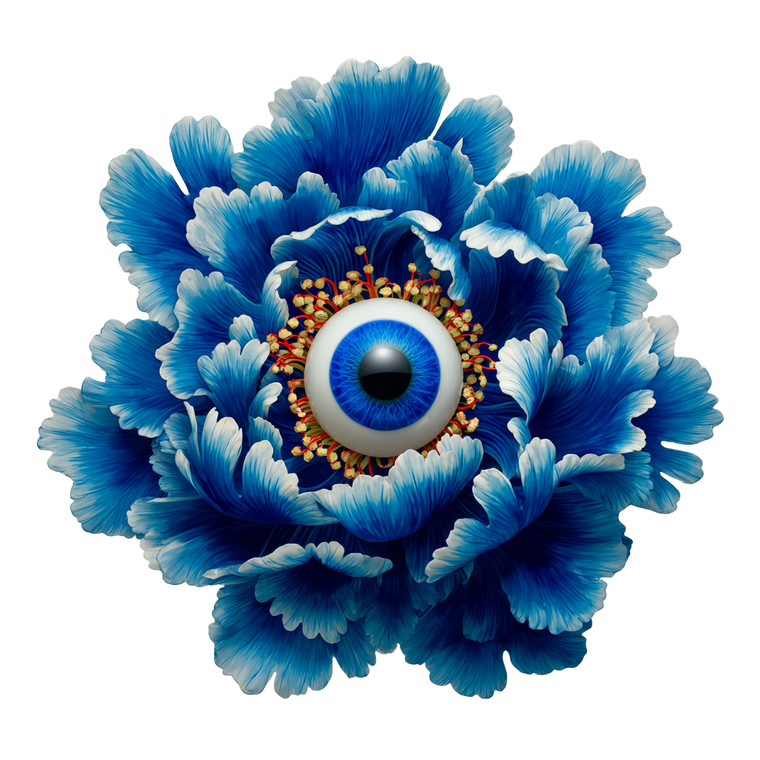 Blue Eyeball Peony Vinyl Car Decal Sticker – Waterproof & UV-Resistant 6.826666666666667"