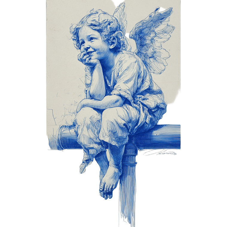 Laughing Blue Angel Vinyl Car Decal Sticker – Waterproof & UV-Resistant 3.4133333333333336"