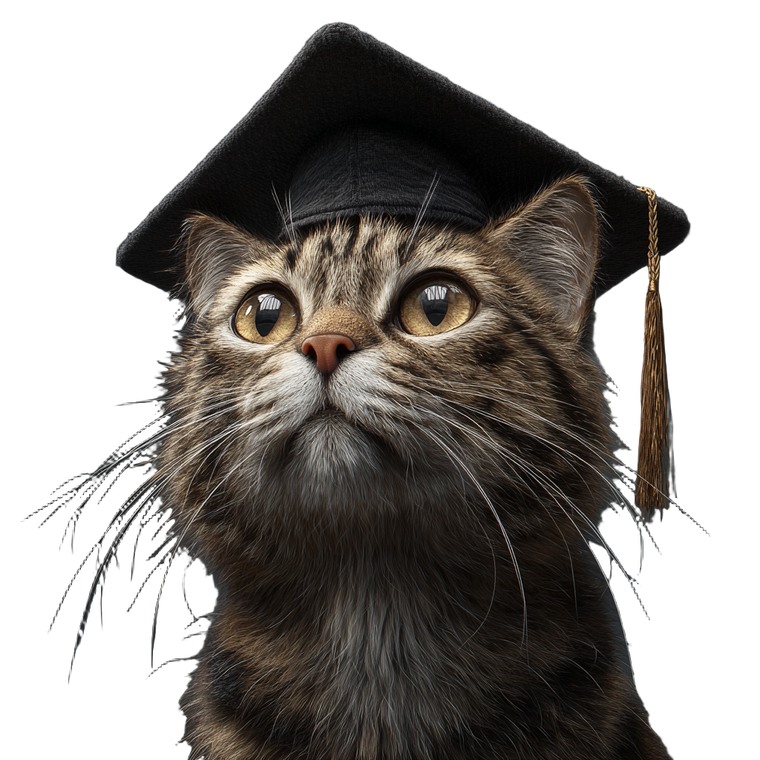 Graduating Tabby Cat Vinyl Car Decal Sticker – Waterproof & UV-Resistant 3.4133333333333336"