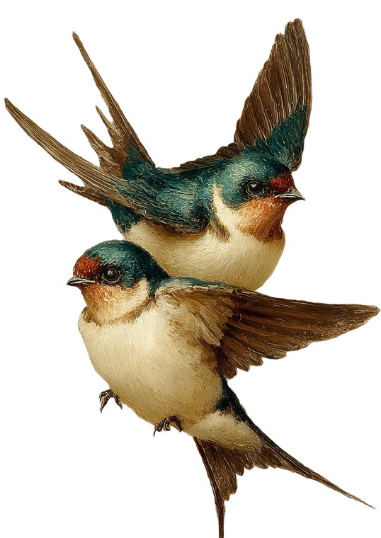 Vintage Swallows Painting Vinyl Car Decal Sticker – Waterproof & UV-Resistant 4.373333333333333"