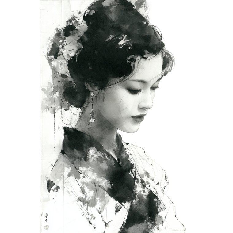 水墨画女性 Vinyl Car Decal Sticker – Waterproof & UV-Resistant 6.826666666666667"