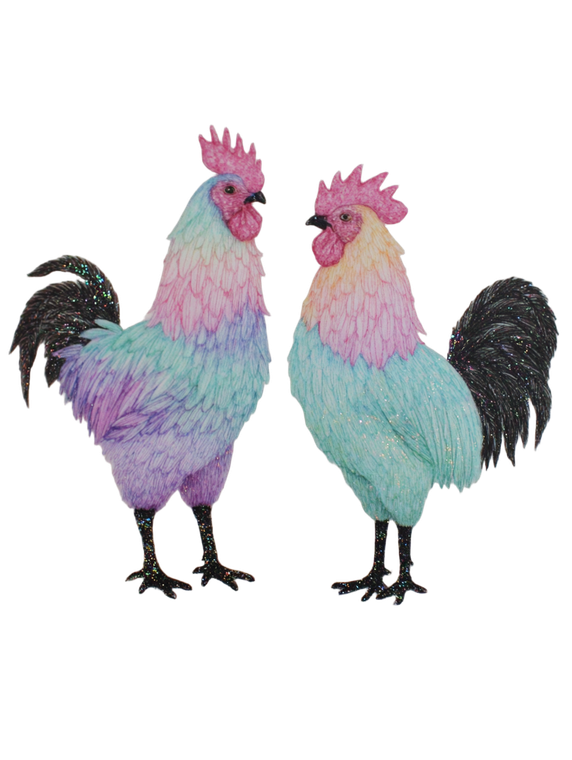 Two Roosters Vinyl Car Decal Sticker – Waterproof & UV-Resistant 8.213333333333333"