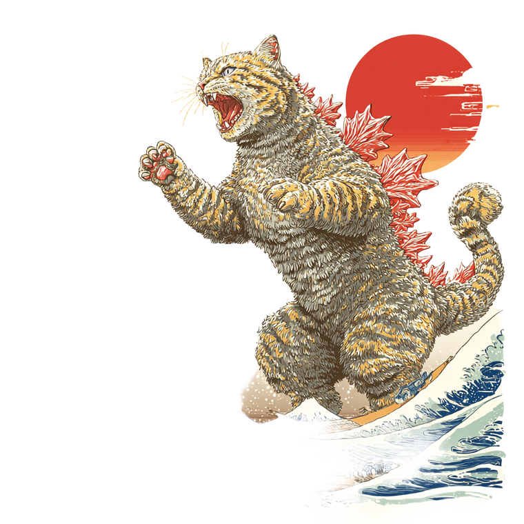 Godzilla Tabby Cat Vinyl Car Decal Sticker – Waterproof & UV-Resistant 3.4133333333333336"