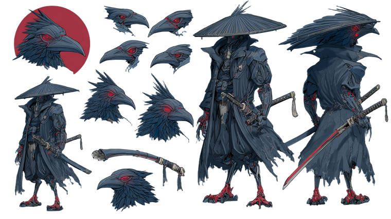 Cyber Samurai Crow Vinyl Car Decal Sticker – Waterproof & UV-Resistant 5.4