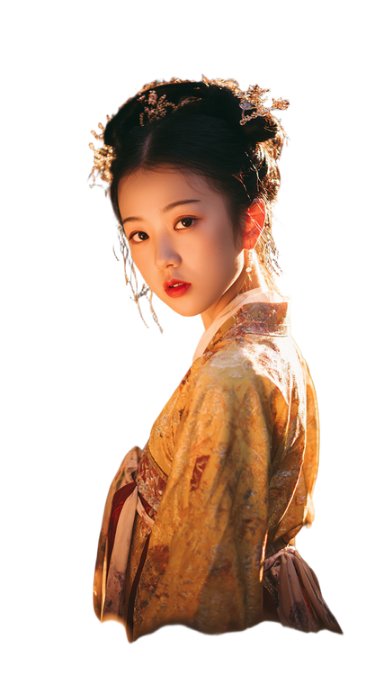 Yellow Hanfu Beauty Vinyl Car Decal Sticker – Waterproof & UV-Resistant 4.96"