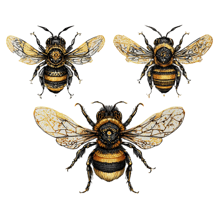 Bees Tattoo Vinyl Car Decal Sticker – Waterproof & UV-Resistant 3.4133333333333336"