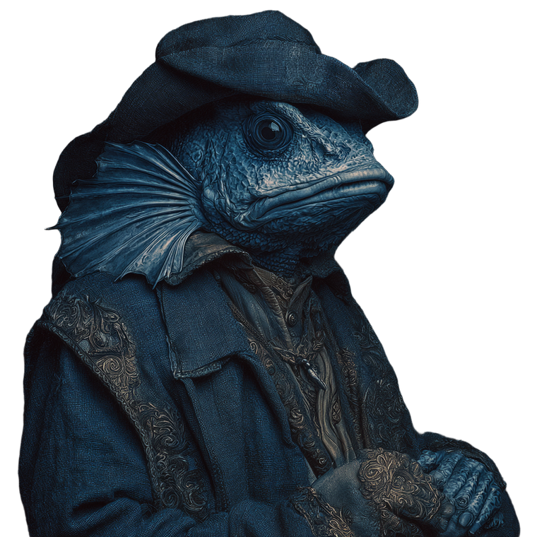 Baroque Fishman Portrait Vinyl Car Decal Sticker – Waterproof & UV-Resistant 3.4133333333333336"