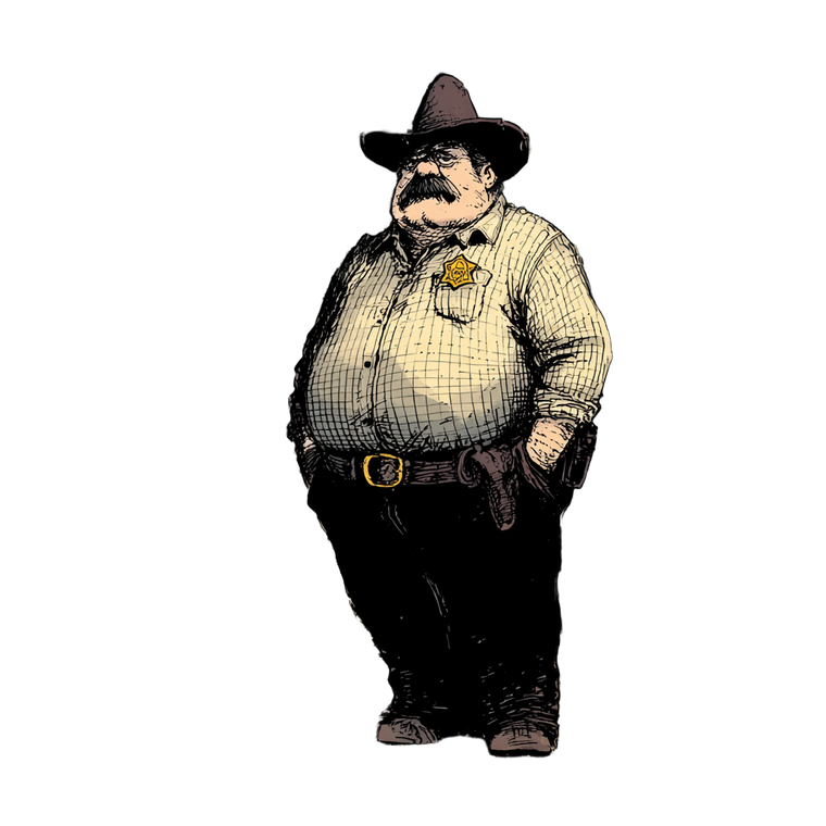 Worn Sheriff Portrait Vinyl Car Decal Sticker – Waterproof & UV-Resistant 3.4133333333333336"