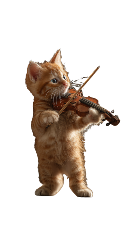 Kitten Violinist Vinyl Car Decal Sticker – Waterproof & UV-Resistant 9.706666666666667"
