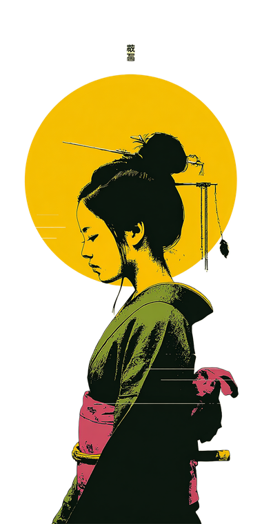 Beautiful Geisha Sunset Vinyl Car Decal Sticker – Waterproof & UV-Resistant 5.12"