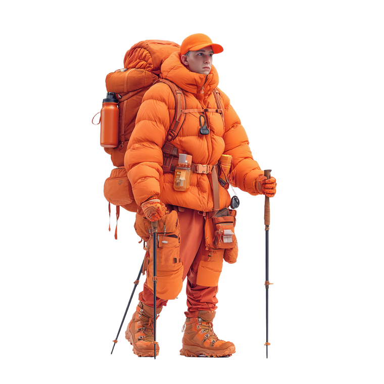 Orange Hiker Vinyl Car Decal Sticker – Waterproof & UV-Resistant 3.4133333333333336"
