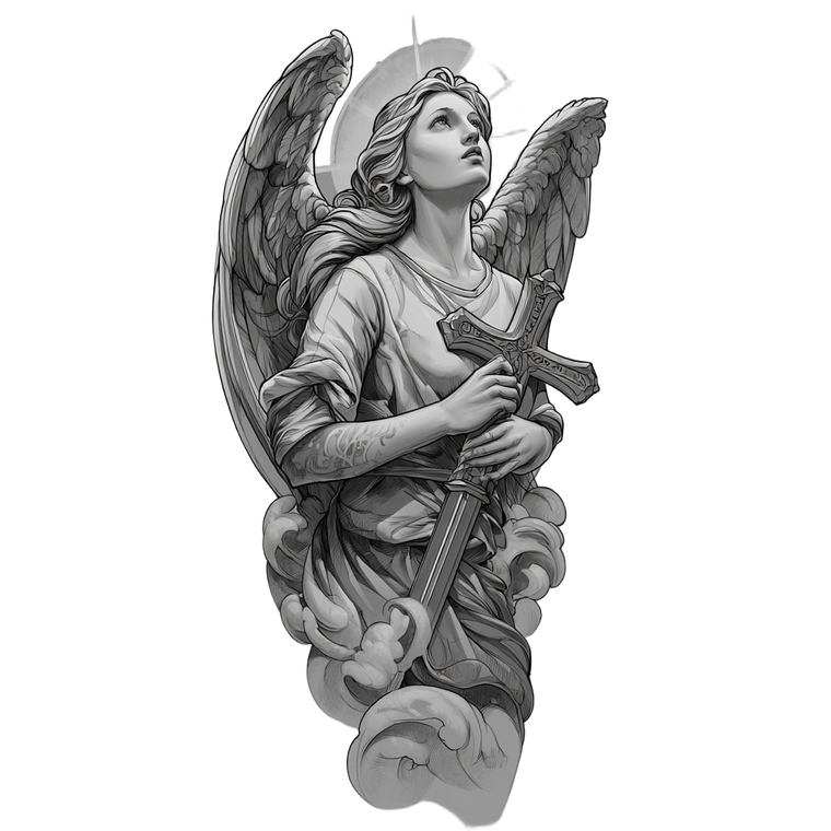 Angel Tattoo Design V16 Vinyl Car Decal Sticker – Waterproof & UV-Resistant 6.826666666666667"