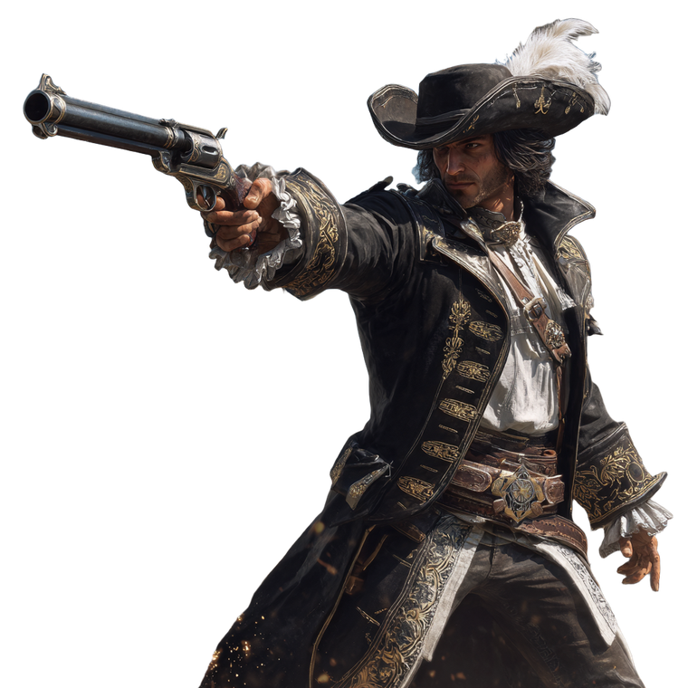 Pirate Gunslinger V2 Vinyl Car Decal Sticker – Waterproof & UV-Resistant 3.4133333333333336"